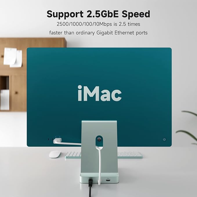 Minisopuru DS802PRO iMac Accessories with 4K@60Hz HDMI USB C Charging 2.5GbE 4TB M.2 SSD Enclosure USB C Hub for iMac 24 inch M1/M3/M4 iMac Hub with 4xUSB SD/TF Audio | Green