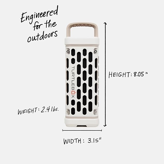 Turtlebox Ranger: Loud! Outdoor Portable Bluetooth 5.4 Speaker | Rugged Waterproof Ultra-Portable | Plays to 105db Deep Bass Shockproof Unlimited Pairing for Full Stereo Experience Ivory