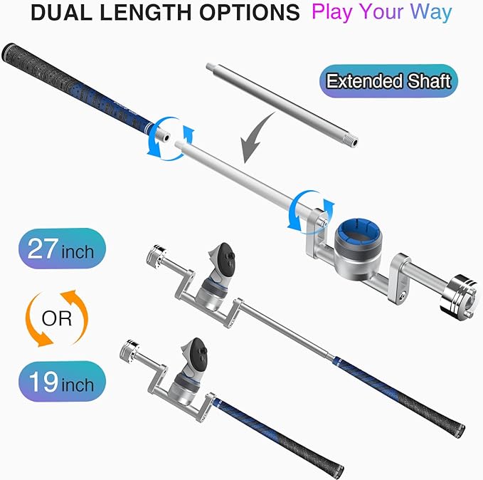 YEZRO All-New VR Golf Club Attachment for Meta Quest 3s/3/2 &amp Pro – Dual Length 27” or 19” Adjustable Weighted Handle for Realistic Swing Fits Left &amp Right Controllers