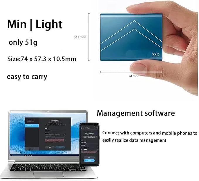 External SSD 1 TB 2 TB 4 TB 6 TB 8 TB Type-C Solid State Drive USB 3.1 540 M/S External Hard Drive for Windows 10 8 7 Vista XP/Mac OS 10.4 Linux Android