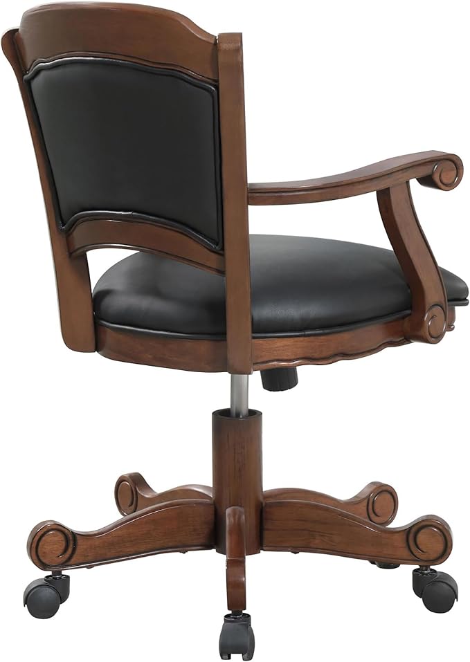 Black and Tobacco Upholstered Game Chair with Casters