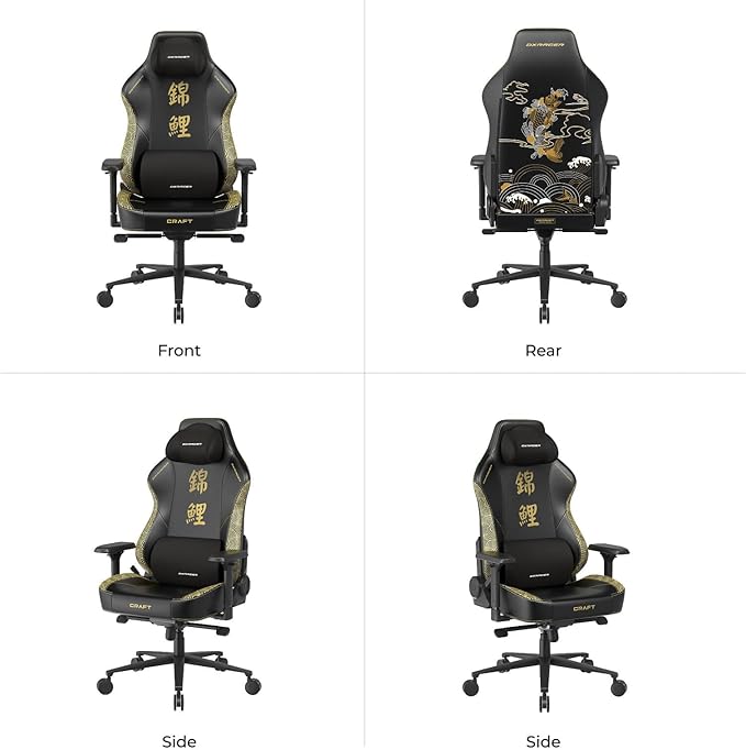 DXRacer Craft L Video Gaming Chair for Adults Ergonomic Office Reclining Computer Chair with Magnetic Head Pillow and Lumbar Support Racing Style Height Adjustable (EPU Leatherette KOI)