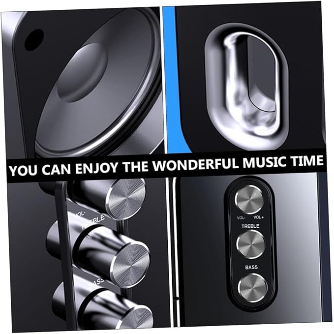 USB Laptop Computer Desktop Speaker 3D Surround Sound with Deep Bass Black Wired Multimedia Loudspeaker for Office and Home Use