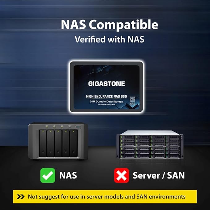 Gigastone 【NAS Certified】 High Endurance 1TB SSD (2-Pack) for Gaming/PC/Laptop/NAS SSD TLC 24/7 Reliable 2.5 SATA Internal Solid State Drives RAID Data Storage 2.5 inches SATA 3.0