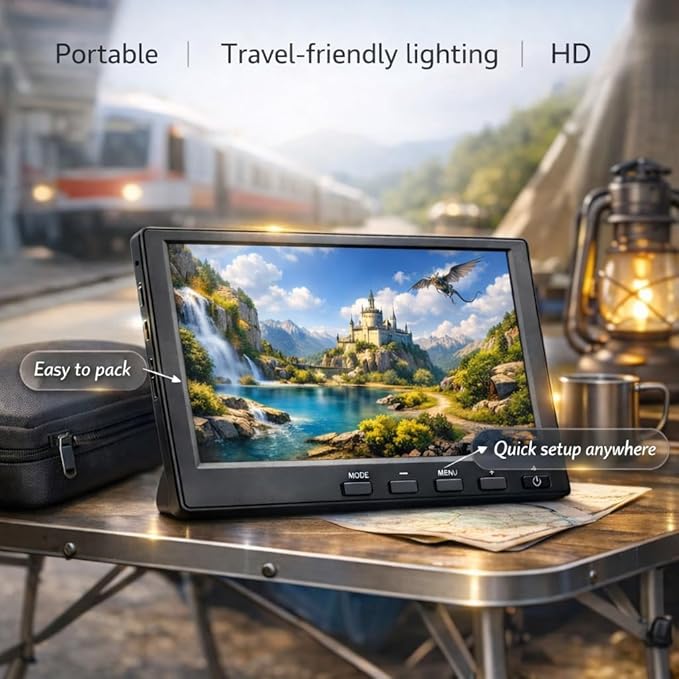 Cocar 10.1 Inch Portable Gaming Monitor 1280x800 HD IPS Screen with HDMI VGA AV USB Inputs MP5 Media Player Built-in Speaker 60Hz Compatible with PS4 Xbox PC and Car Backup System