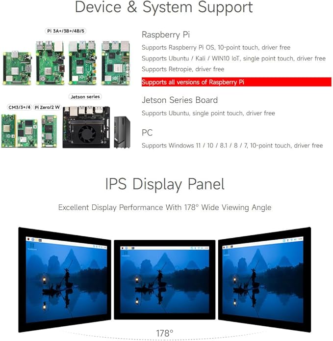 waveshare 8inch HDMI Display Monitor Compatible with Raspberry Pi 5 768×1024 IPS Panel 10-Point TouchSupports All Vversion Raspberry Pi Supports Windows/Jetson Nano