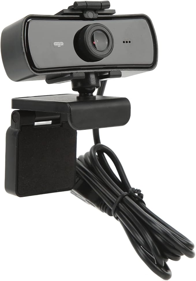 USB Computer Camera with 2K HD Video Built - in Microphone Lens Protection Cover Automatic Focus - Noise Reduction Wide Angle View Plug and Play for PC and Laptop