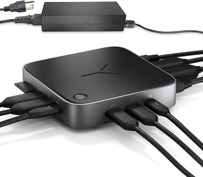 Brydge Stone CORE Powered Charging Docking Station – 10 Ports 100W PD Dual Monitor Docking Station 4K60Hz 8K HDMI SD 4.0 USB-A &amp USB-C Ethernet – Windows &amp MacOS Compatible Laptop