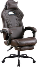 Gaming Chair with Footrest and Massage Lumbar Support Ergonomic Computer Gamer Chair Office Video Game Chairs with Adjustable Height and Backrest (Coffee)