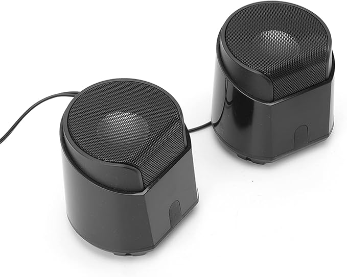 D2 USB Powered Stereo Speakers Wired Portable Multimedia Speakers for Computer and Phone 3W x2 Black - Clear Stereo Surround Sound Easy Volume Control Desktop Use for Home