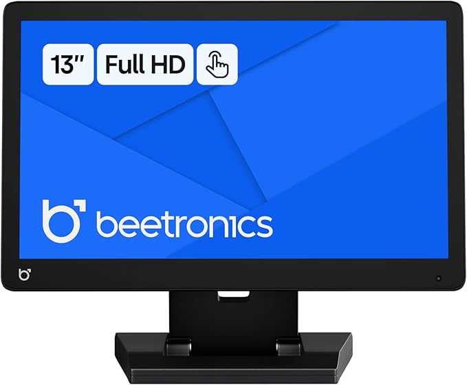 Beetronics 13 Inch Touchscreen Monitor | Full HD 1080p | 13TS7 – Industrial-Grade Professional Grade Multi Touch Display for PC Mac Linux – HDMI DisplayPort USB-C VGA Inputs