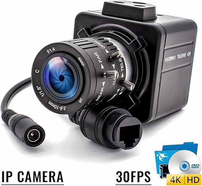 4K IP Camera 8MP 30FPS CMOS IMX415 POE48V CS Mount 3 10mm 50mm Varifocal Zoom Lens Industrial Webcam
