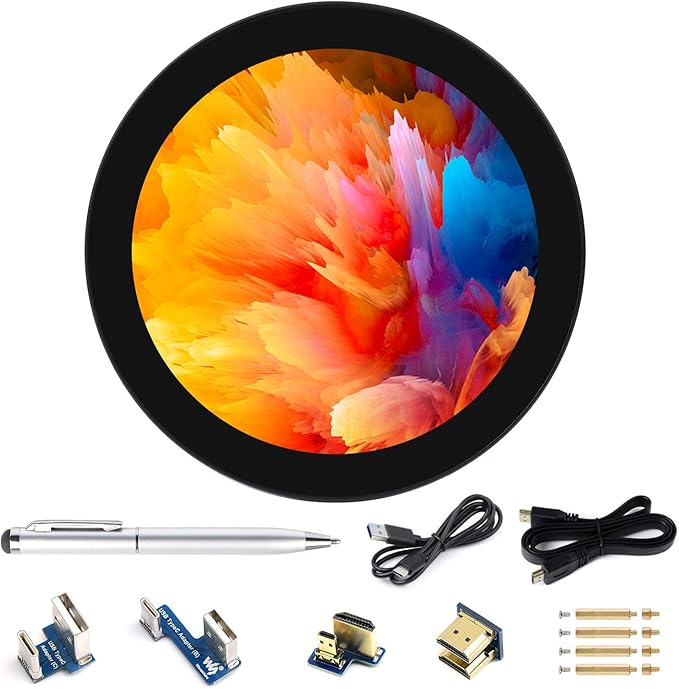 waveshare 4inch HDMI Round Touch Display 720 × 720 Resolution IPS 10-Point Touch Compatible with Raspberry Pi 5/4B/3B+/3A+/2B/B+/A+/Zero/Zero W/WH/Zero 2W Compatible with Jetson Nano and Mini PC