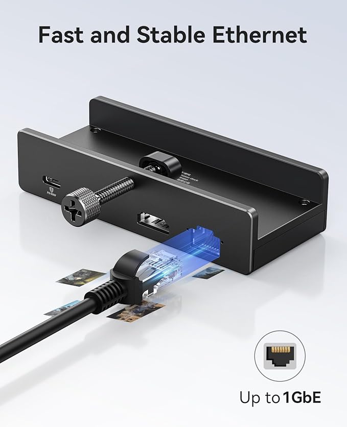 ORICO Clip Docking Station 8-in-1 Clamp USB C Hub with 4K@60Hz HDMI 100W PD Gigabit Ethernet 4xUSB Port AUX 10Gbps Clamp Docking Station for Laptop MacBook PC (Adapter Not Included)
