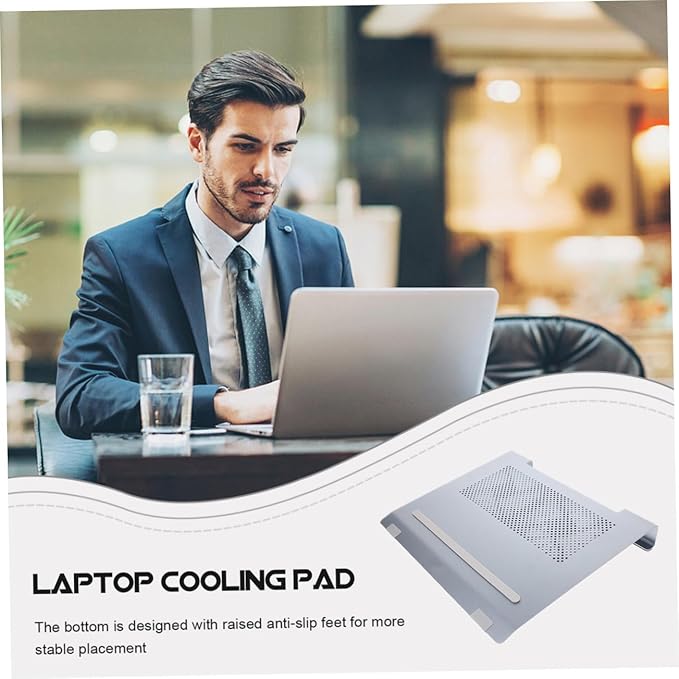 Aluminum Alloy Laptop Cooler Stand with USB Fan for Laptops to 17.3 Inch Ventilated Cooling Pad Elevated Holder for Gaming and Office Use Gray