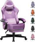 GTPLAYER Gaming Chair Fabric with Pocket Spring Cushion High Back Ergonomic Computer Chair with Footrest for Adults Lumbar Support Swivel Game Chair for Office Gaming 350LBS Light Purple