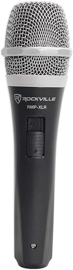 Rockville RMP-XLR Dynamic Super Cardioid Microphone 10ft XLR Cable Rugged Plastic Body Clear Sound M-06 Cartridge for Vocals and Instruments 3-Piece