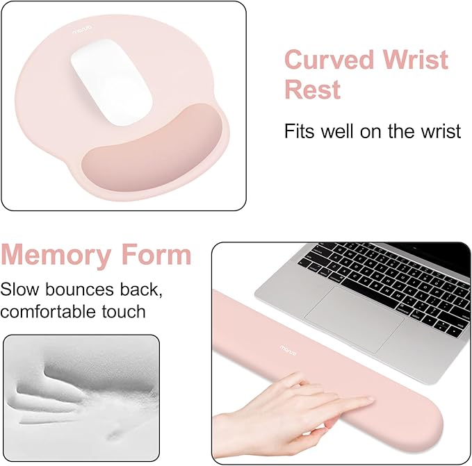 MOSISO Wrist Rest for Keyboard Mouse Pad Set Large Gaming Deskpad&ampCircle Curved Mousepad&ampKeyboard Wrist Rest&ampCoaster Ergonomic Non-Slip Mousepad&ampEasy Typing Pad with Silicone Lining