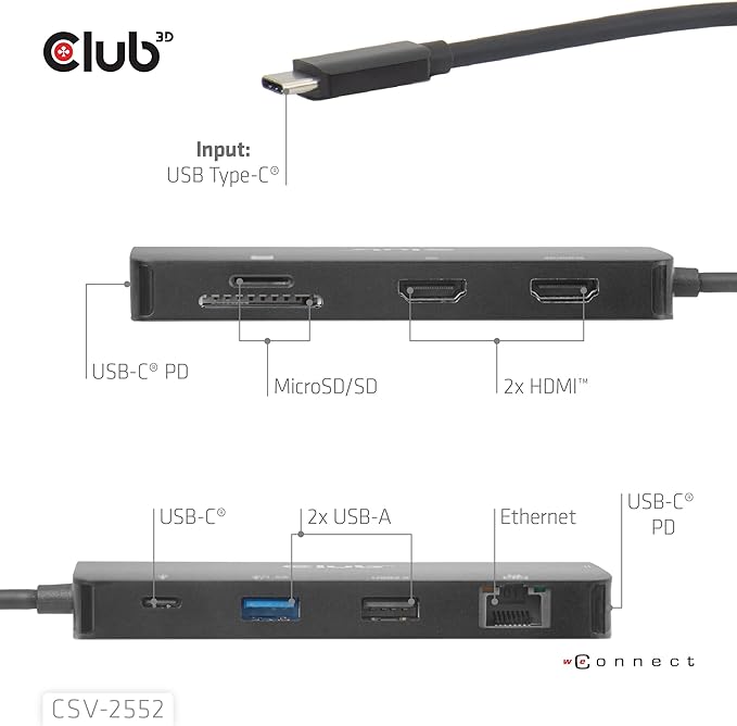 Club3D CSV-2552 9-1 USB-C® Dual HDMI™ 100W Hub
