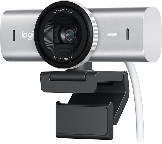 Logitech MX Brio Ultra HD 4K Collaboration Streaming Webcam 1080p at 60 FPS Show Mode Works with Microsoft Teams Zoom Google Meet Nintendo Switch 2 New GameChat - Pale Gray