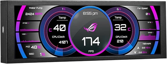 7.84 Inch Mini Monitor One-Cable Connection(No HDMI Needed) HD IPS 1280x400 Secondary Screen Stretched Bar LCD Display Aida64 CPU GPU Speed Temperature Monitoring for Windows 10/11 Only