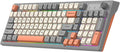 Docooler Gaming Keyboard Dual-Mode BT/2..4GHz Mechanical Keyboard with Backlit Rechargeable Keyboard 98 Keys Wireless Keyboard with Volume Control Knob for Computer Laptop PC - Gray/Blue/Shimmer
