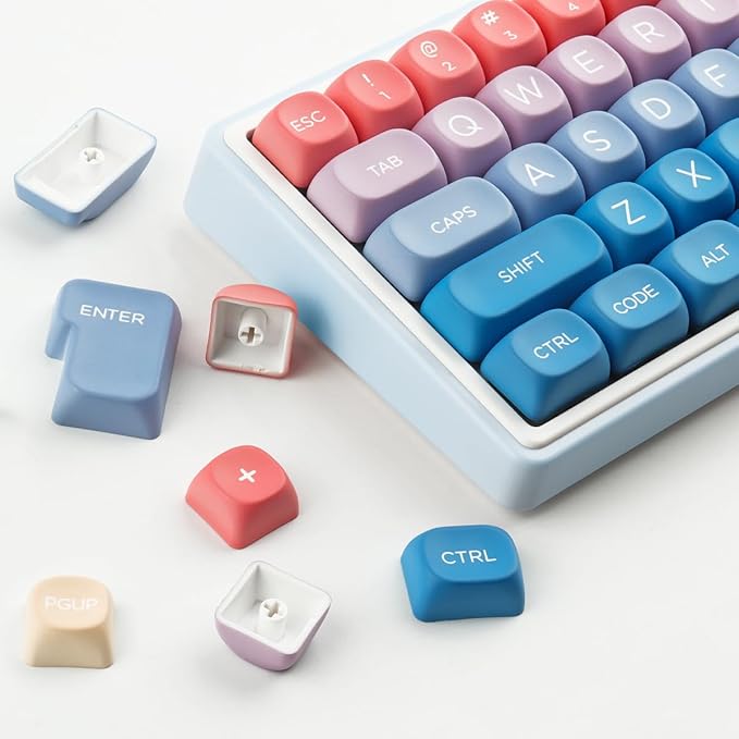 PBT Keycaps 143 Keys MOA Profile Cute Rainbow Candy Keycap Dye-Sublimation Fairy Tales Keycaps Set Custom Keycap for Cherry Gateron MX Swithes Mechanical Keyboards