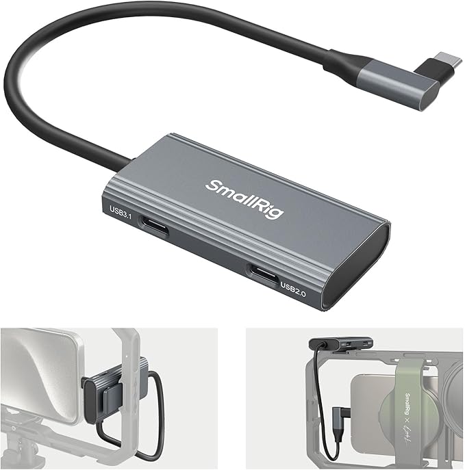SmallRig 4-in-1 USB-C Hub with a Cold Shoe Mount Type- C Multiport Hub with PD 100W / USB-C 3.1/2.0 with Audio Adapter x 2 for Mobile Shooting of ProRes Videos at 4K 60fps - 4598