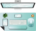 4-in-1 Large Gaming Mouse Pad Keyboard Wrist Rest Pad &amp Wrist Support Mousepad Set Extended Desk Pad Waterproof Desk Mat Protector for Home Office Decor Study Game 35.4×15.7 Inches I Mint Green