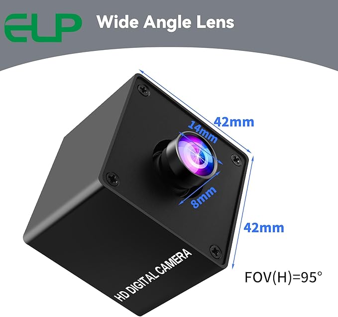 ELP Ultra HD 20MP USB3.0 Camera for Computer Mini UVC 3840P USB3.0/2.0 Lightburn Cameras for Windows Linux Mac Pi Wide Angle 95°(H) AR2020 High Speed 4K 30FPS Webcam for PC Laptop Jetson Nano