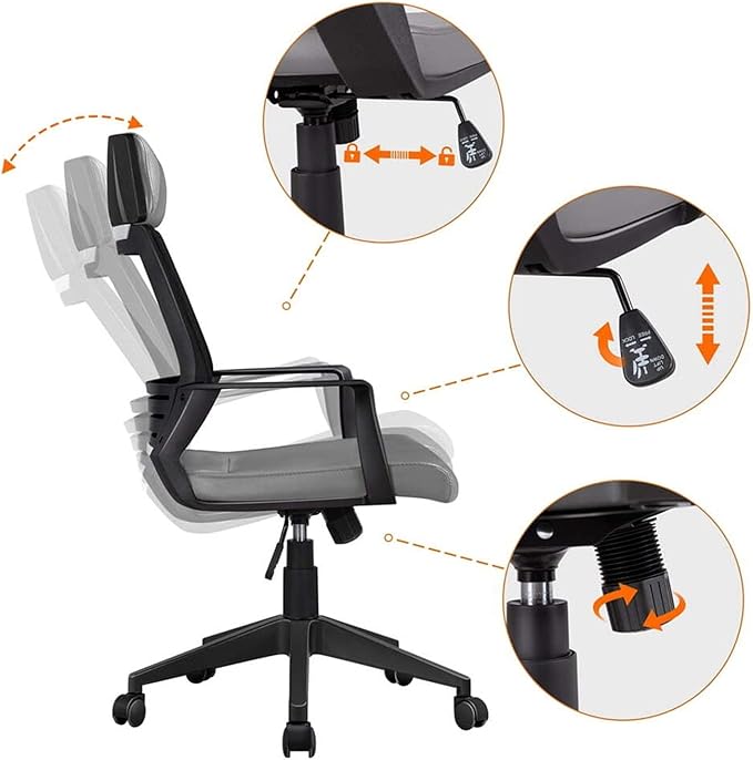 Adjustable Office Computer Chair with Armrest Adjustable Ergonomic Mesh Swivel Office Chair Gray