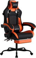 Gaming Chair with MassageErgonomic PC Gaming Chair with Footrest Comfortable Headrest and Lumbar SupportHigh Back Game Chair PVC Leather300LBS (Black&ampOrange)