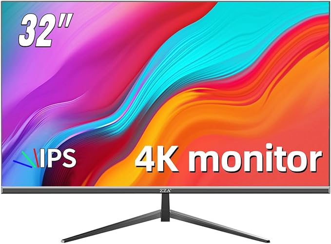ZZA 32 Inch Computer Monitor 4K Monitor 60HZ UHD(3840 * 2160P) IPS Screen with Ultra-Thin BezelsHDR10HDMI/DP Ports Tilt Adjustable Eyecare Ideal for Business Office and Casual Gaming
