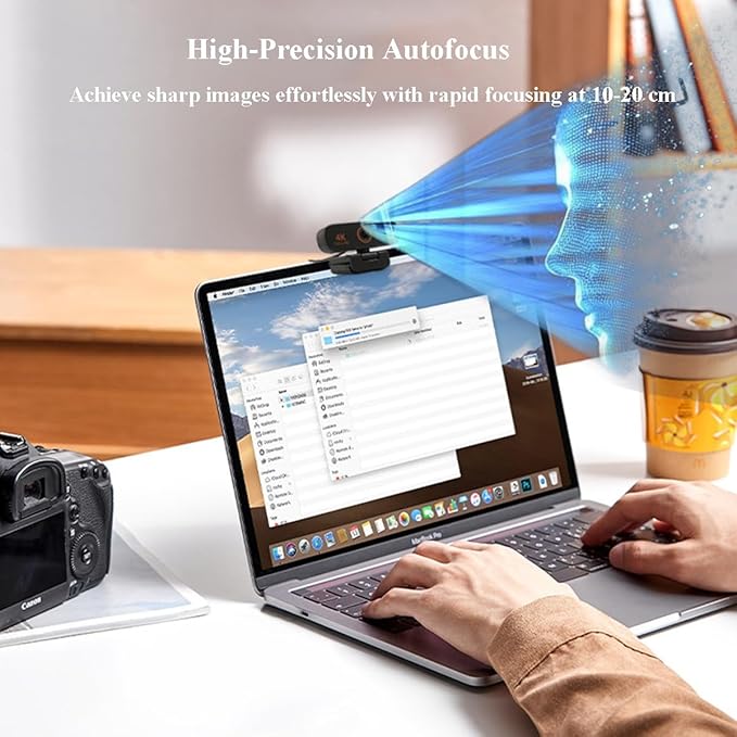 GIZNXBA 4K Webcam for Streaming High-Precision Autofocus Noise-Cancelling Mics USB Webcam with Built-in Privacy Cover Streaming Camera for Live Commerce/Gaming/Beauty