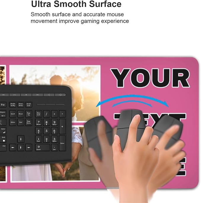 Custom Large Mouse Pad with Photo Personalized Mouse Pads with Picture Text Customized Non-Slip Mousepad for Gaming Offices Home Computer Desk 16x35.5in