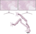 Pixio Two PXC248WAVE Pink 24 inch 200Hz Refresh Rate FHD 1080p Resolution 1500R Curve Fast VA Panel 1ms GTG Response Time HDR Curved Gaming Monitor and PS1D Wave Pink Dual Monitor Arm - Fits up to 32