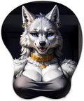 3D Mouse Pad Oppai Mousepad with Soft Gel Wrist Rest Anime Manga Gaming Boob pad Anti-Slip Mouse Mat (wolfgirl)