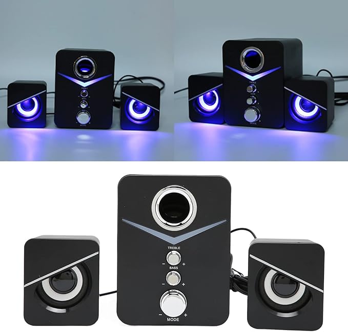 ciciglow PC Speakers D‑221 Computer Speaker Deep Bass 2.1 Channel Mini Desktop for Desktop Mobile Home Office Party Laptop (Black)