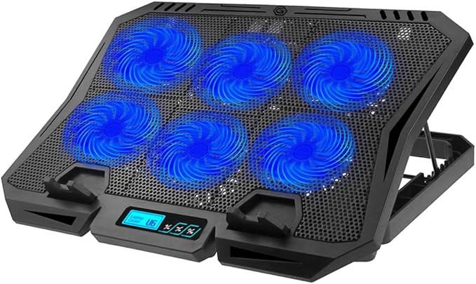 Generic Laptop Cooler Stand with 6 Fans 15.6-inch Cooling Pad Quiet Air Cooler for Gaming and Office Laptops Adjustable Speed Blue LED Cooling Fan Holder