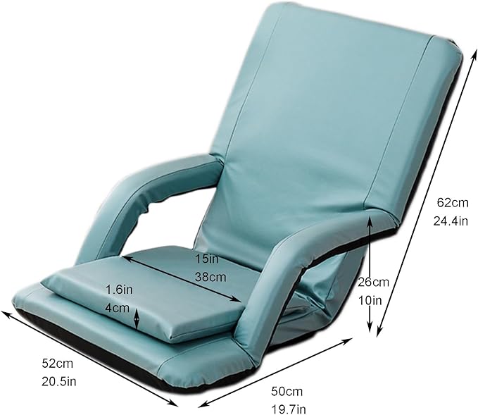 Adjustable Floor Chair Chaise Lounge Indoor Folding Lazy Sofa with Armrests Adults Gaming Chairs for Living Room Bedroom(Green)