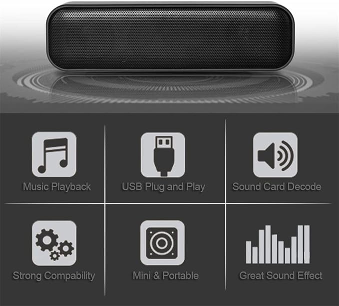 Computer Speakers 3Wx2 Subwoofers Soundbar Desktop Speaker Powered Mini Wired for TV
