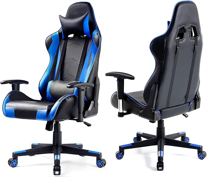 WANYE Gaming Chair Full 360 Degrees Rotatable Ergonomic Chair with Removable Cushions Height Adjustable Multiple Colour Blue