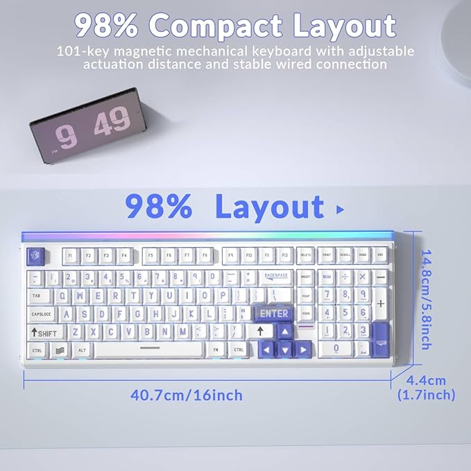 AULA Hero 99 Wired Gaming Keyboard Hall Effect Keyboard with Rapid Trigger Mode Hot Swappable Magnetic Switch Keyboard with Number Pad Web DriverRGB Backlit Mechanical Keyboard for Office PC Gamer