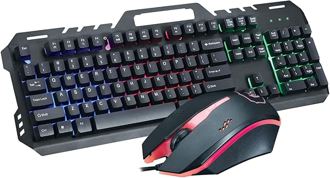 Wired Gaming Keyboard Mouse ComboCompact 104 Keys Backlit Computer Keyboard with Gaming MouseUSB Wired Set for Laptop and Computer