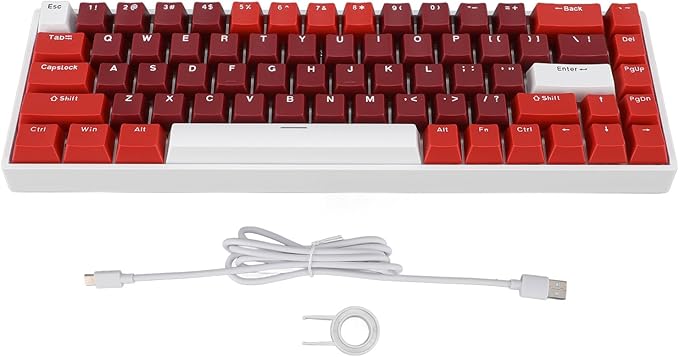 Yoidesu 60 Percent Gaming Mechanical Keyboard RGB Backlit Type C Portable Wired with Red Switch Compact and Slim for Computer Gaming with USB Port