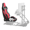 VroomAuto Universal PVC Bucket Style Reclinable Sport PU Leather Simulator Racing Seat with Adjustable Lock Slide Excluding Wheel Stand Handbrake Pedals and Monitor