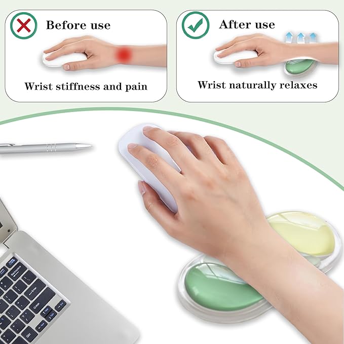 Ergonomic Keyboard Wrist Rest Gel Wrist Rest for Keyboard and Mouse Wrist Support and Keyboard Pad for Typing Pain Relief Anti-Slip Base Suitable for Office Laptop Computer Gaming Green