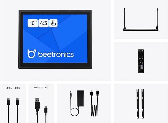 Beetronics 10 Inch Touchscreen Monitor | Full HD 1080p | 10TSV7M – Industrial-Grade Professional 10-Point Multi Touch Display for PC Mac Linux – HDMI DisplayPort USB-C VGA Inputs
