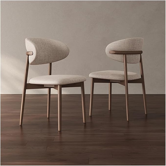 Adjustable Office Computer Chair with Armrest 1pcs Upholstered Dining Chairs Indoor Furniture with Curved Backrest Wooden Frame