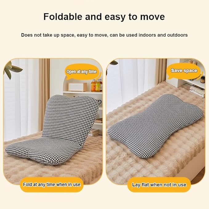 Floor Chair Padded Floor Chair Meditation Floor Seating Folding Floor Gaming Chair with 5 Adjustable Position Portable Floor Chair for Balcony Reading Bedroom Study RoomWhite